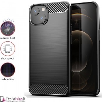 Carbon guminis dėklas - juodas (telefonui Apple Iphone 13 Mini)